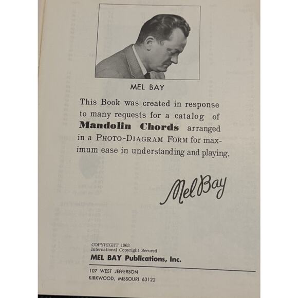 Mandolin Chords in Photo Diagram Form Mel Bay Music Instruction 1963 VTG - Picture 2 of 5